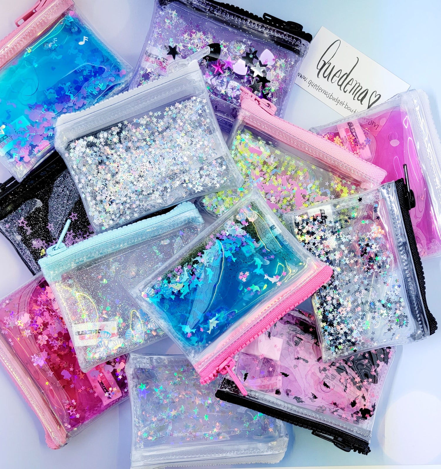 Liquid glitter top purse